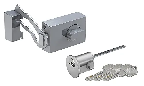 BASI Türzusatzschloss Set mit Sperrbügel und Außenzylinder - BASI Türzusatzschloss Set mit hochwertigem Außenzylinder und massivem Riegel für zuverlässigen Schutz. Ideal für Haus- und Wohnungstüren, inklusive Montagematerial für eine einfache Installation.
