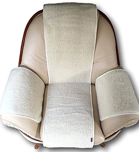 Alpenwolle Sesselschoner 3 teilig in Merinowolle gelockt, Überwurf, 100% Wolle