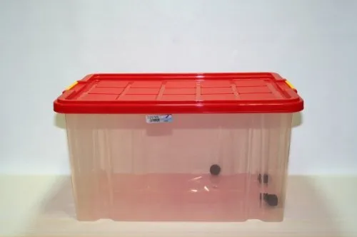 Box groß mit Deckel und Rollen in Rot/Blau/Anthrazit 60x40x30cm - Vielseitige Aufbewahrungsbox mit praktischem Deckel und Rollen. Ideal zur einfachen Organisation von Gegenständen. In verschiedenen Farben erhältlich, schützt der Deckel den Inhalt vor Staub und Schmutz und die Rollen ermöglichen müheloses Bewegen.