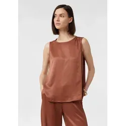 comma Blusentop Bluse Ärmellose Bluse aus Viskosesatin braun 48