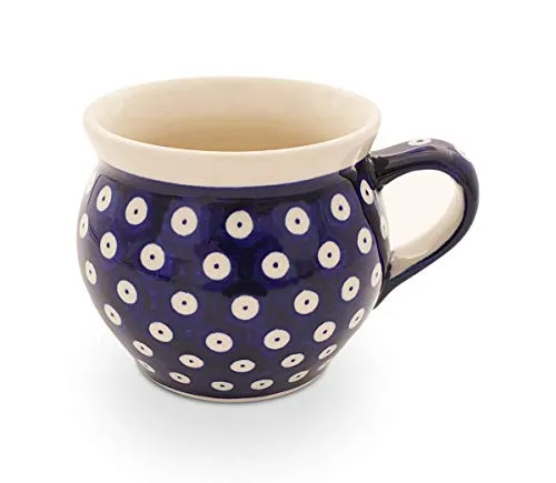 Original Bunzlauer Keramik Kugelbecher 0,32L Dekor 42 - Kaffeetasse aus hochwertiger Steinzeugkeramik, handgefertigt und spülmaschinenfest. Ideal für stilvolles Genießen von Kaffee oder Tee.