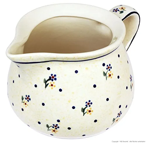 Bunzlauer Keramik Kanne 1L – Handgefertigter Milchkrug - Kannen – Hochwertiger 1L Bunzlauer Keramik Krug, handgefertigt, spülmaschinenfest und ideal für vielseitigen Einsatz, vom Servieren bis zur stilvollen Tischdekoration.