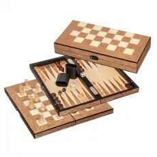 Philos Spiel, Schach-Backgammon-Dame-Set - Feld 40mm, vielseitiges 3-in-1 Spiel für strategische Denksportler