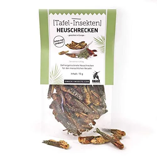 Heuschrecken - essbare Insekten von 'SNACK insects' 15g - Fleisch & Wurstwaren: Proteinreiche, nachhaltig aufgezogene Insekten, ideal zum Kochen und Essen – ein innovatives Geschmackserlebnis!