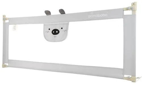 Primabobo® Bettschutzgitter für Kleinkinder und Babys, geeignet für Reisen und zu Hause, höhenverstellbar, robuster Metallrahmen mit weichem Schutzschaum, Rausfallschutz, Grey, 140 cm (140 cm x 68 cm)