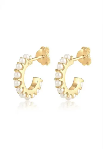 Elli Paar Creolen aus 925 Silber mit Synthetischen Perlen - Elegante Creolen aus feinstem 925er Sterling Silber, handgefertigt mit Synthetischen Perlen. Perfekt für glamouröse Auftritte und zeitlose Eleganz!