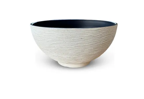 matches21 HOME & HOBBY Blumentopf Große Pflanzschale für draussen in 45 x 23 cm Steinoptik creme (1 St), Wetterfeste Deko-Schale als Blumenschale Brunnenschale