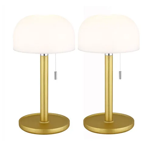 Bambus Tischlampe LED Beistelllampe 2er Set - Moderne Tischleuchte aus messingfarbenem Bambus mit stufenloser Helligkeitsanpassung und Farbtemperaturwechsel (3000K-6000K), spritzwassergeschützt (IP44) – ideal für Wohnzimmer und Terrasse.