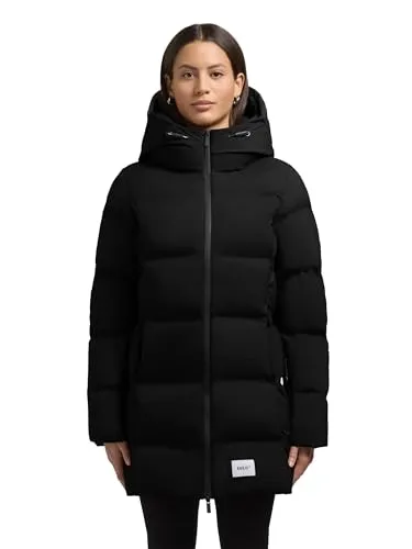 khujo Damen Lange Pufferjacke Winter Steppmantel mit Kapuze Tanare4 Black Gr. XXL