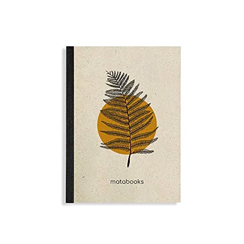 Matabooks, nachhaltige und vegane Notizbücher A6 aus Graspapier, Steifbroschur Dahara, 102 blanko Seiten, Natur, Handmade, Made in Germany (Orange)
