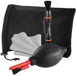 Hama Kamera Reinigungsset 4-teilig - Reinigungs-Set für DSLR und Brillen: Enthält Blasebalg, Lenspen, Pinsel und Mikrofasertuch für eine gründliche und schonende Reinigung ohne Kratzer.