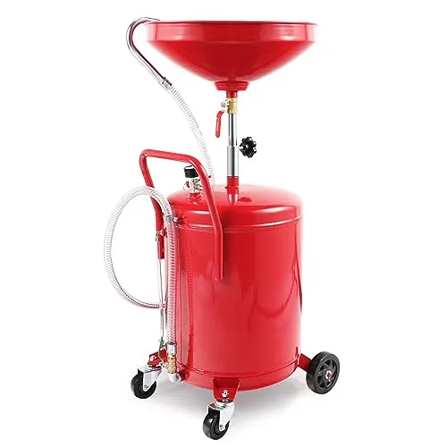 Ölauffanggerät für 80l, höhenverstellbar 122-168 cm - Ölauffangwannen – Flexibles Ölauffanggerät mit 80l Volumen und Druckluft-Entleerung für effiziente Wartungsarbeiten in der Werkstatt.