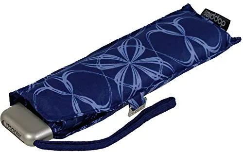 Doppler Taschenschirm Carbonsteel Slim Blomm blau - Leicht & Elegant - Taschenschirm für Damen, superleicht mit nur 190 g, ideal für Reisen. Trendiges Design in Blau, schmaler Griff für edlen Look. Perfekt für jede Handtasche!
