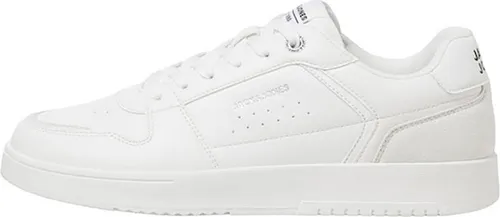 JACK & JONES Herren JFWEALING PU NOOS Sneaker, Eleganter Komfort in Weiß mit Silberakzenten - Herren-Sneaker mit atmungsaktivem Polyester-Mesh-Futter und strapazierfähiger TPR-Laufsohle für ein angenehmes Tragegefühl.