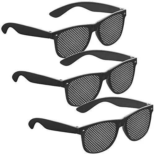 PEARL Entspannungsbrille: 3er-Set Lochbrillen zur Augen-Gymnastik und -Entspannung, schwarz (Rasterbrillen, Augen Entspannungsbrille, Lesebrille)