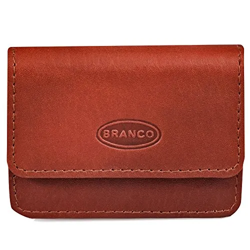 Sehr Kleine Geldbörse, Mini Münzbörse Größe XS, Echt-Leder, für Damen und Herren, Braun, Branco 108