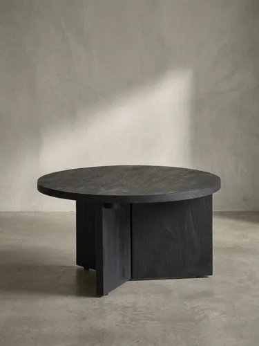 Design Couchtisch aus Mango Massivholz, Schwarz, 60x60x33 cm