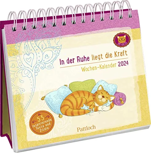 Wochenkalender 2024: Om-Katze: In der Ruhe liegt die Kraft: Aufstell-Kalender mit Wochenkalendarium, Tischkalender für Fans von Lisa Manneh