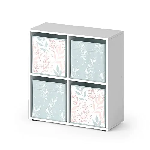 Vicco Raumteiler Tetra, Weiß, 72 x 72.6 cm mit 4 Faltboxen - Raumteiler-Regal im modernen Design, ideal zur flexiblen Raumgestaltung und mit 4 Faltboxen für zusätzlichen Stauraum.