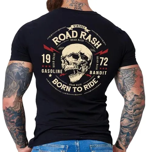 Gasoline Bandit Original Biker Racer Herren T-Shirt: Road Rash - Für Motorradfahrer