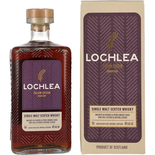 Lochlea FALLOW EDITION Second Crop Single Malt Scotch Whisky 46% Vol. 0,7l Geschenkbox - Exklusiver Single Malt Whisky aus der Lochlea Distillery, reift in Oloroso und Pedro Ximénez Fässern für süße und würzige Noten, ideal für herbstliche Abende.