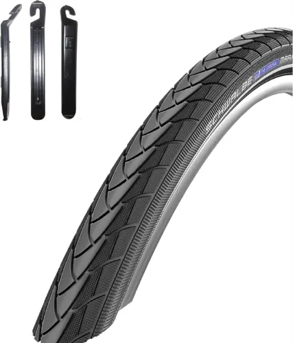 maxxi4you 1 x Schwalbe Marathon PLUS Performance SmartGuard E-50 Fahrradreifen Fahrradmantel Drahtreifen schwarz 47-406 (20 x 175) inkl. maxxi4you Reifenheber