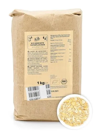 KoRo - Gekeimte Bio Feinblatt Haferflocken 1 kg - Glutenfrei - Vorteilspackung - Ideal für Porridge