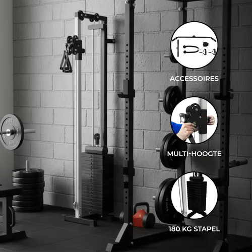 Kabelzugmaschine Crossover Kraftstation - Sport und Fitness: Wandmontierte Kabelzugmaschine für effektives Krafttraining und platzsparende Nutzung im Home Gym.