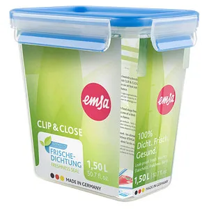 Emsa Frischhaltedose ClipundClose 508543, aus Kunststoff, 1,5 Liter, transparent, luftdicht
