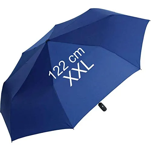 XXL Taschenschirm für Damen und Herren - Full Class- 122cm großes Dach mit Auf-Zu-Automatik - blau