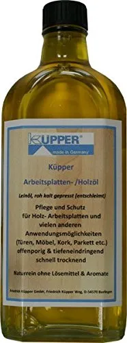 Küpper Arbeitsplattenöl/Holzöl 250 ml, Leinöl roh, kaltgepresst, naturrein, lösemittelfrei | für Holzarbeitsplatten, Möbel, Türen & Parkett | Art.-Nr. 11250