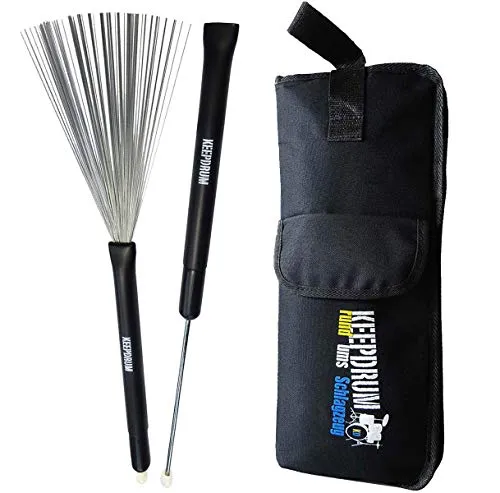 keepdrum Switch Brushes Besen SV506 mit StickBag - Schlagzeuge: Vielseitige Switch Brushes mit Nylon-Tip und Metall-Besen für flexibles Spielgefühl, inklusive praktischer StickBag für sichere Aufbewahrung.