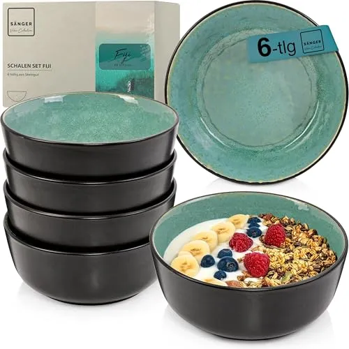 Sänger Fiji Steingut Bowl Schüssel Set für 6 Personen in grün von Sänger