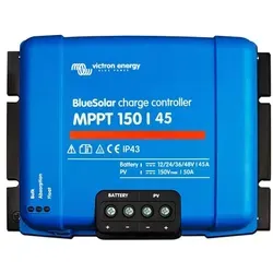 Victron BlueSolar MPPT 150/45 - Hochleistungs Solarladeregler - Solarladeregler mit ultraschnellem Powertracking und automatischer MPP-Spannungseinstellung. Ideal für anspruchsvolle Anwender, unterstützt Parallelbetrieb und bietet VE-Direct Optionen für Echtzeitdaten.