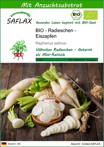 SAFLAX Gemüsesamen SAFLAX - Samen und Substrat - BIO - Radieschen - Eiszapfen
