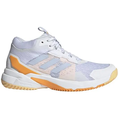 ADIDAS Damen Handballschuhe Crazyflight 6 Mid - Leichte Hallensportschuhe mit atmungsaktivem Mesh-Obermaterial. Die BOOST Zwischensohle sorgt für explosive Bewegungen und Stabilität bei Seitwärtsbewegungen. Ideal für intensives Training und Wettkämpfe.