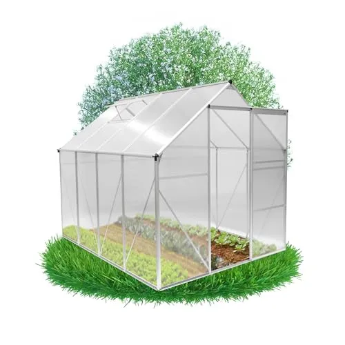 GRINDI - Gewächshaus klein 4,8 m² Viola II - Gartenhaus - Carport Aluminium - Dachfenster - Polycarbonat Hohlkammerplatten - Growzelt - Tomatengewächshaus - Anlehngewächshaus Winterfest