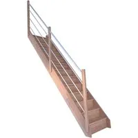 STARWOOD Raumspartreppe »Rhodos« aus Buchenholz, 13 Stufen - Treppen & Geländer - Hochwertige Raumspartreppe mit max. Geschosshöhe von 300 cm, 250 kg Tragkraft pro Stufe und elegantem Designgeländer aus Edelstahl.