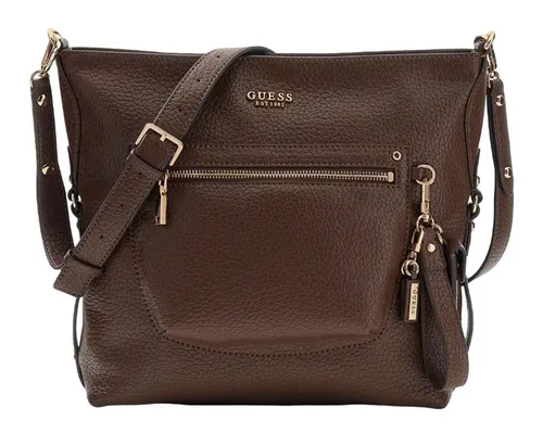 GUESS Marsha Schultertasche Crossbody Bag - Stilvolle GUESS Crossbody Bag in Espresso mit charmanten Anhängern. Geräumiges Hauptfach und edles Design für modische Akzente im Alltag.
