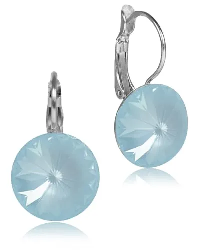 LUISIA Ohrringe Rivoli mit Kristallen von Swarovski (14 mm, Matt Sky Hellblau)