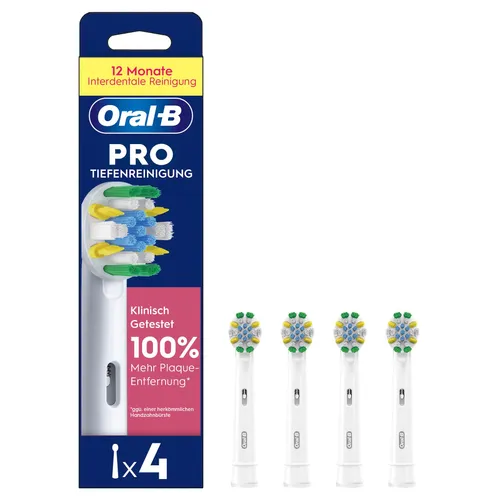 Oral-B Aufsteckbürsten Pro Tiefenreinigung - Innovative X-förmige Borsten für eine gründliche Zahnreinigung. Entfernt effektiv Plaque und zeigt durch Farbindikatoren den Wechselzeitpunkt an. Ideal für alle wiederaufladbaren Oral-B Zahnbürsten.