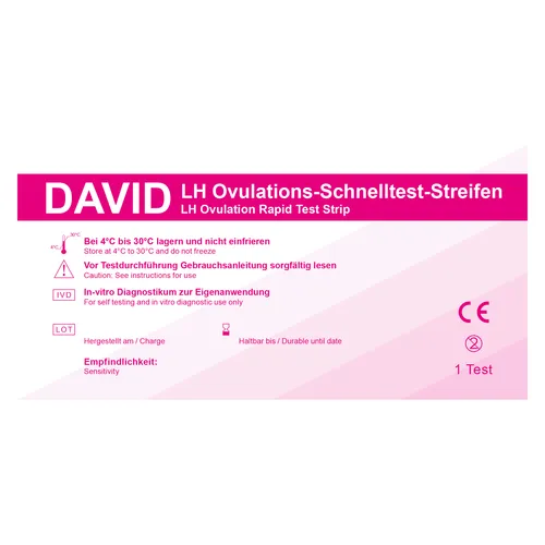 David Ovulationstest Streifen, LH Schnelltest, optimale Sensitivität 20miu 50 x