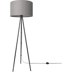 Paco Home Stehleuchte Dreibein E27 Uni Grau – Elegante Stehlampe für Wohnzimmer und Schlafzimmer