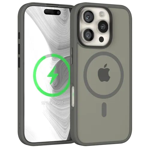 EAZY CASE Ultra Schutz Outdoor Hülle kompatibel mit iPhone 16 Pro kompatibel mit Qi-Charging, hochwertige Schutzhülle mit Aufprallschutz, Stoßfest, Handyhülle mit Kameraschutz, Grau - Qi Charging