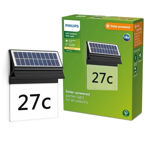 Philips LED Enkara Solar-Hausnummernleuchte - Lampen, hocheffiziente Solarleuchte mit Tageslichtsensor, beleuchtet Hausnummern sanft und zuverlässig, auch bei wenig Sonnenschein.