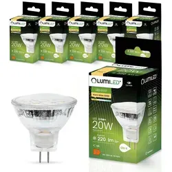 LUMILED LED Lampen Leuchtmittel 6 Stück Set MR11 GU4 2,5W (20W) 3000K Warmweiß 230V 220 Lumen 120° Abstrahlwinkel Spots warm Reflektorlampen