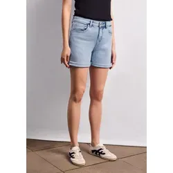 Street One Studio Damen Jeansshorts im Casual Fit - Damen-Shorts mit lässigem High Waist und Straight Legs, ideal für den Sommer. Der Baumwollmix mit Stretch sorgt für perfekten Tragekomfort.