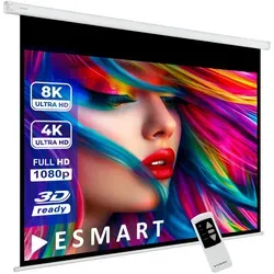ESMART ESMART Germany Motor Leinwand 122 cm - Hochwertige Motorleinwand mit 122 cm Breite, ideal für Wand- und Deckenmontage. Perfekte Bildqualität für Präsentationen und Filme.