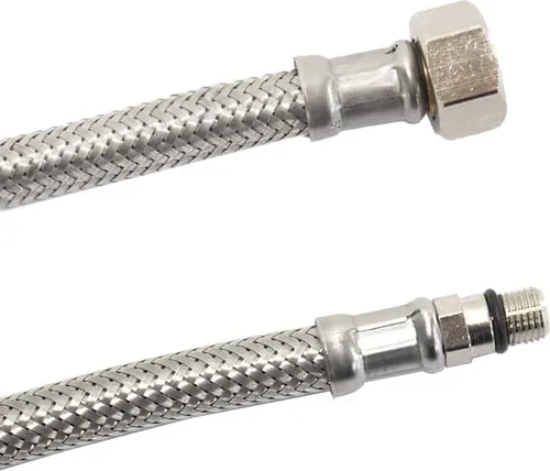 DN8 DVGW Panzerschlauch m. Edelstahlumflechtung M10 Kurz x 3/8