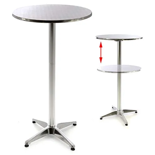 Nexos Stehtisch Bartisch 110 cm Aluminium Silber glänzend Tischplatte 60 cm Platte 2 cm Edelstahl Hochzeit Empfangstisch Bistrotisch